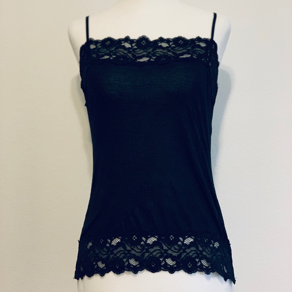 Lily White Black Lace Cami